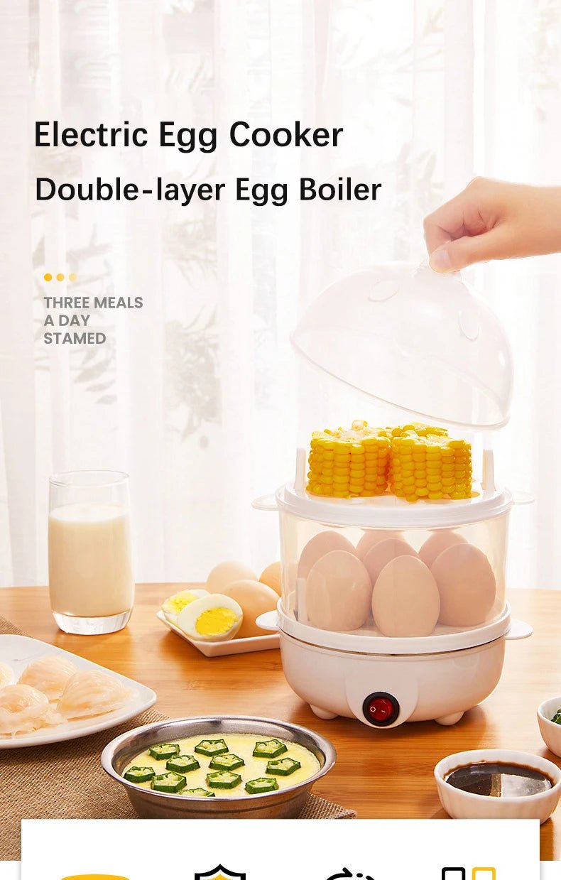 Electric Eggs Cooker, Rapid Multifunctional Mini Eggs Cooker Boiler For Poached Eggs, Scrambled Eggs, Omelets, Auto Shut - The Shack