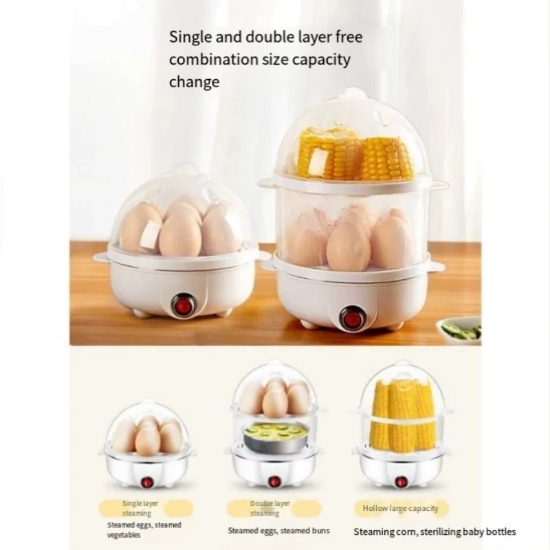 Electric Eggs Cooker, Rapid Multifunctional Mini Eggs Cooker Boiler For Poached Eggs, Scrambled Eggs, Omelets, Auto Shut - The Shack