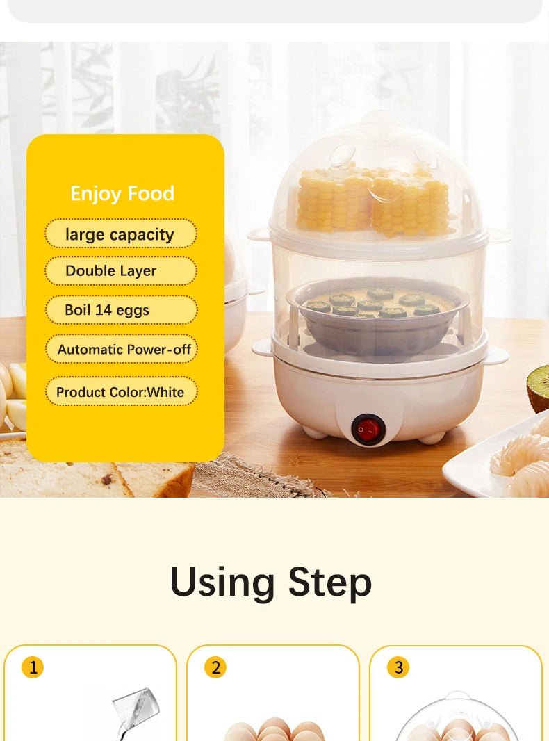 Electric Eggs Cooker, Rapid Multifunctional Mini Eggs Cooker Boiler For Poached Eggs, Scrambled Eggs, Omelets, Auto Shut - The Shack