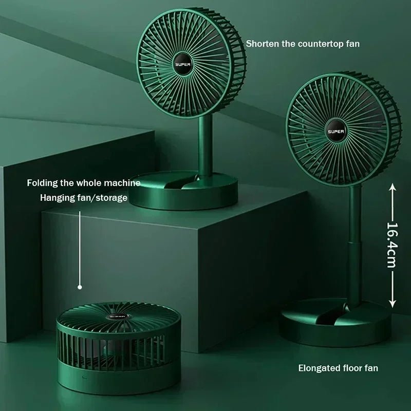 Electric Stand Fan Portable Folding Fan USB Rechargeable Foldable Desktop Fan Mini Mute Fan 3 Speeds Adjustable Height - The Shack