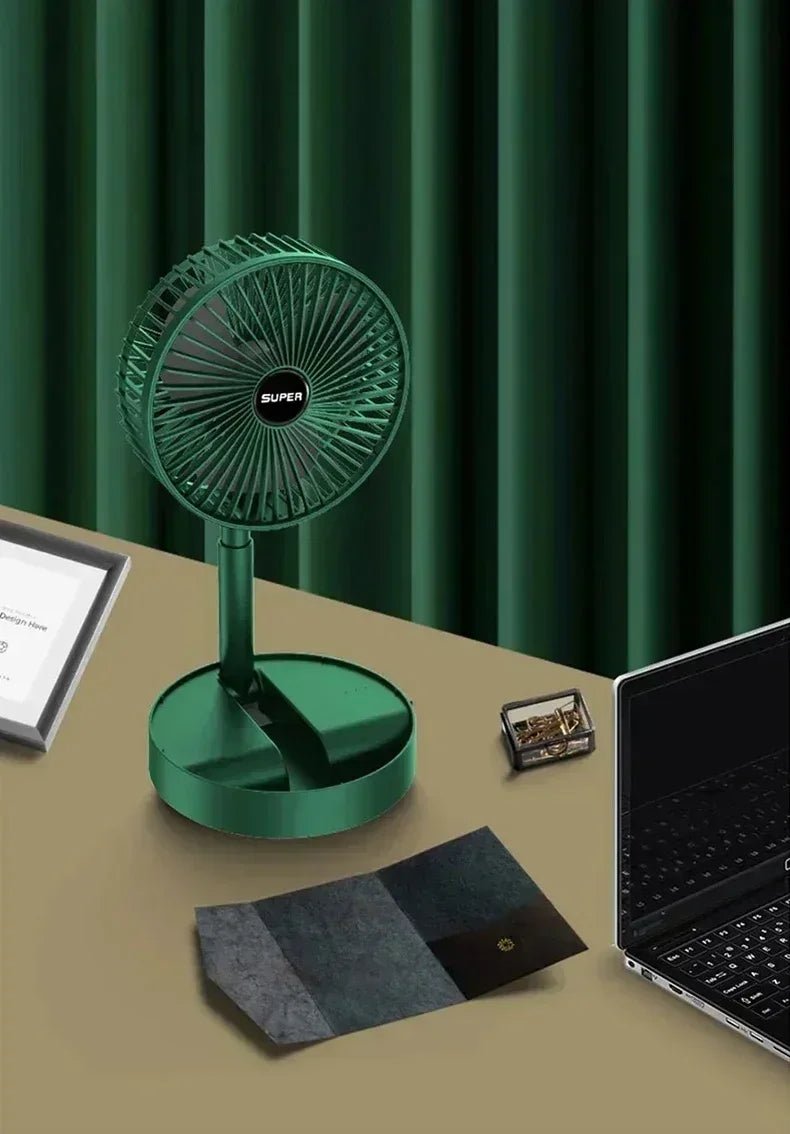 Electric Stand Fan Portable Folding Fan USB Rechargeable Foldable Desktop Fan Mini Mute Fan 3 Speeds Adjustable Height - The Shack