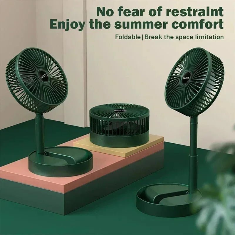 Electric Stand Fan Portable Folding Fan USB Rechargeable Foldable Desktop Fan Mini Mute Fan 3 Speeds Adjustable Height - The Shack