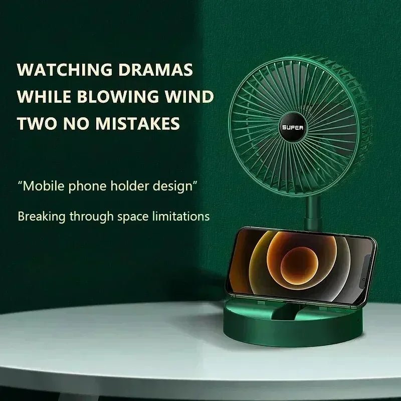 Electric Stand Fan Portable Folding Fan USB Rechargeable Foldable Desktop Fan Mini Mute Fan 3 Speeds Adjustable Height - The Shack