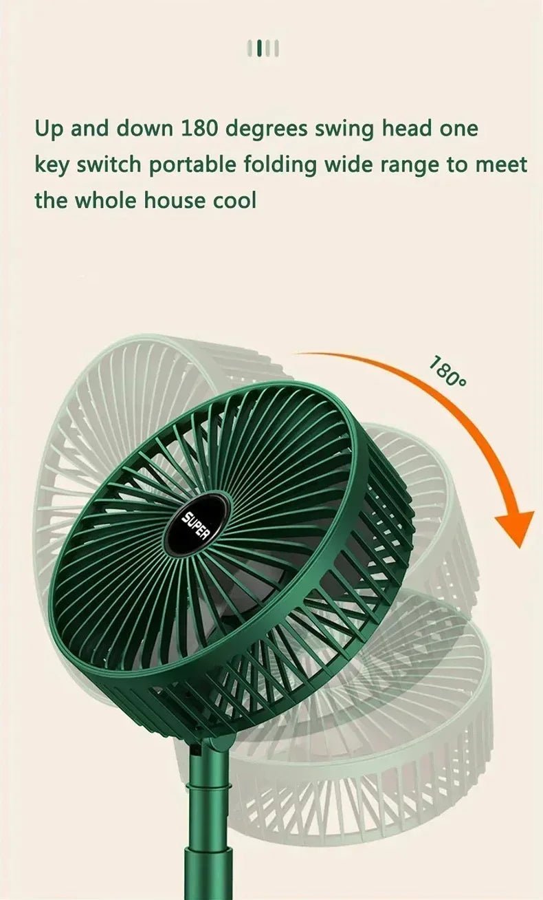 Electric Stand Fan Portable Folding Fan USB Rechargeable Foldable Desktop Fan Mini Mute Fan 3 Speeds Adjustable Height - The Shack