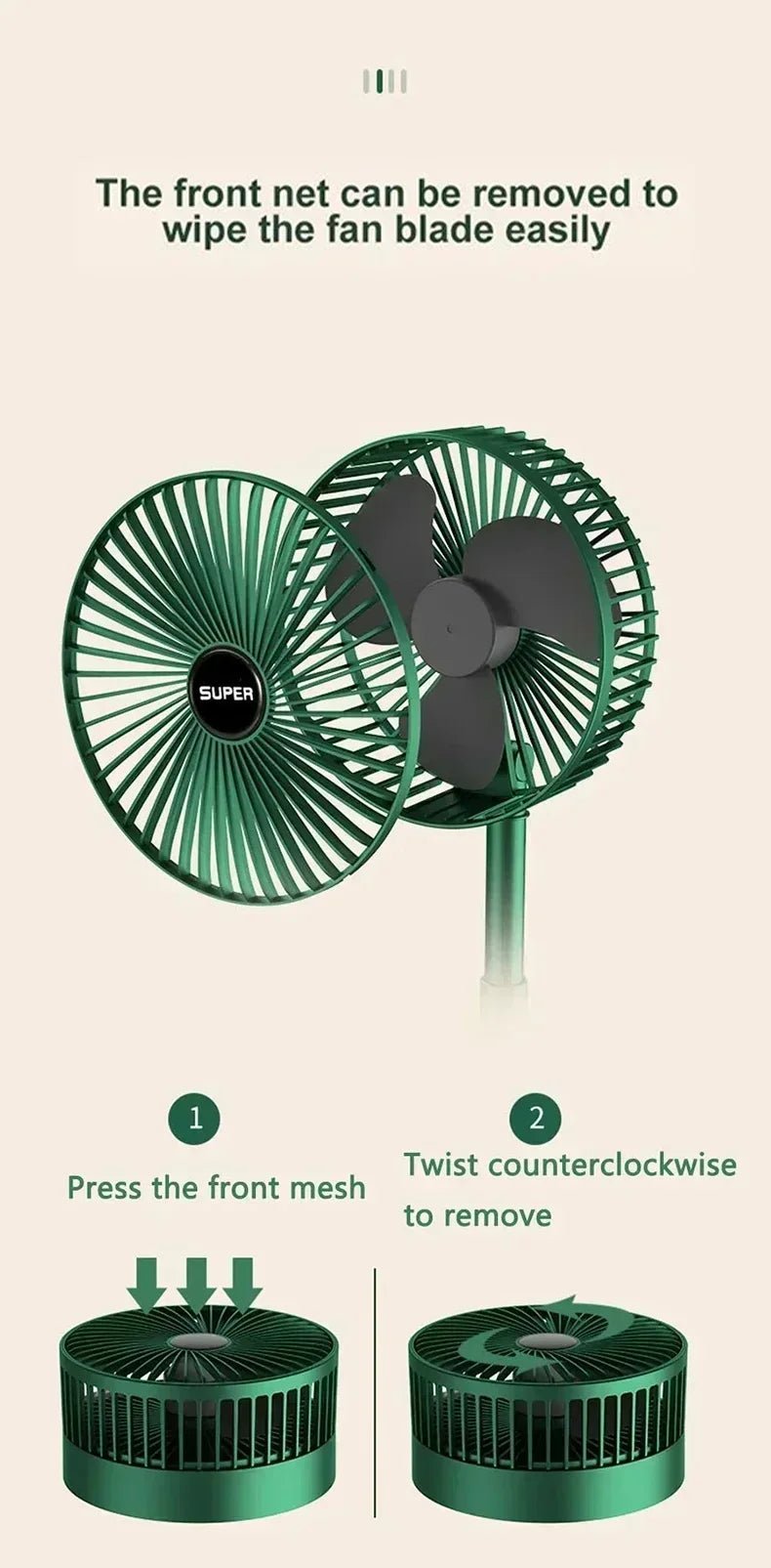 Electric Stand Fan Portable Folding Fan USB Rechargeable Foldable Desktop Fan Mini Mute Fan 3 Speeds Adjustable Height - The Shack