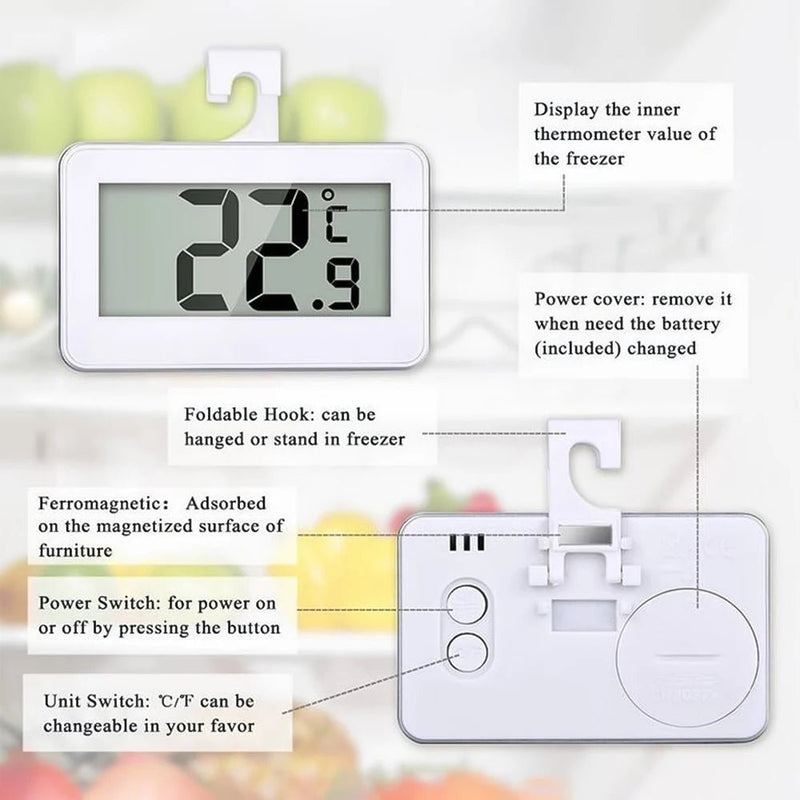 Electronic Refrigerator Thermometer Digital Freezer Room Thermometer Waterproof Fridge Temperature Monitor with Alarm Function - The Shack