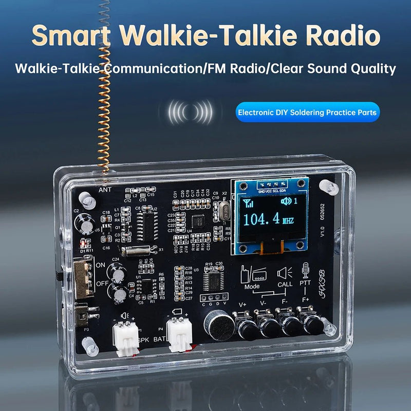 Electronics Kit FM Radio DIY Kit Smart Wireless Walkie - Talkie Radio Electronics Assembly and Soldering Practice DIY Kit - The Shack