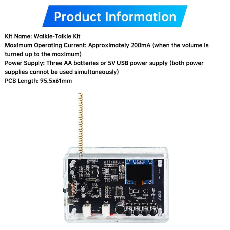Electronics Kit FM Radio DIY Kit Smart Wireless Walkie - Talkie Radio Electronics Assembly and Soldering Practice DIY Kit - The Shack