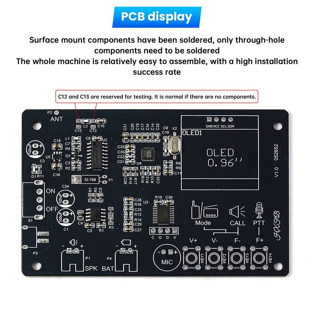 Electronics Kit FM Radio DIY Kit Smart Wireless Walkie - Talkie Radio Electronics Assembly and Soldering Practice DIY Kit - The Shack