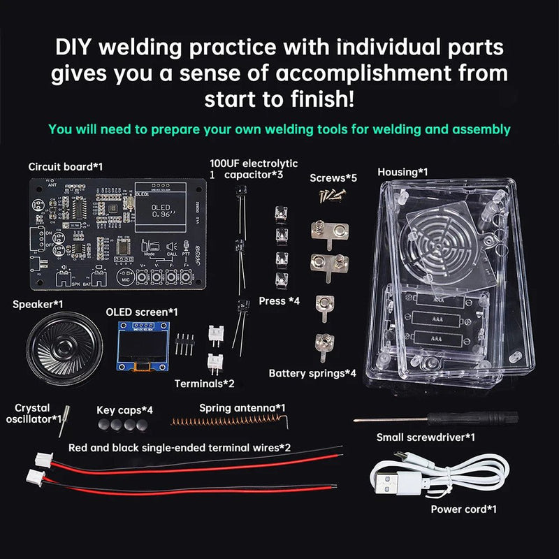 Electronics Kit FM Radio DIY Kit Smart Wireless Walkie - Talkie Radio Electronics Assembly and Soldering Practice DIY Kit - The Shack