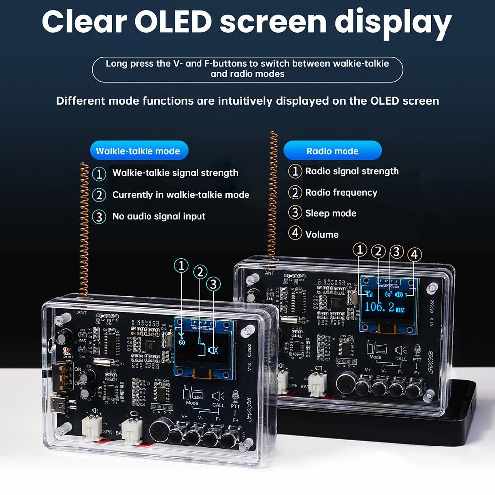 Electronics Kit FM Radio DIY Kit Smart Wireless Walkie - Talkie Radio Electronics Assembly and Soldering Practice DIY Kit - The Shack