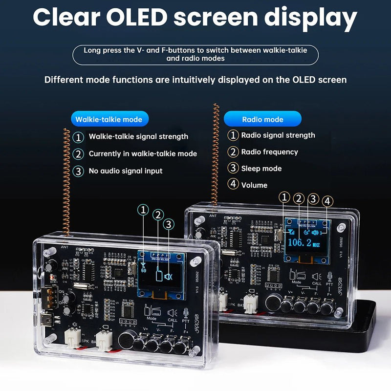 Electronics Kit FM Radio DIY Kit Smart Wireless Walkie - Talkie Radio Electronics Assembly and Soldering Practice DIY Kit - The Shack