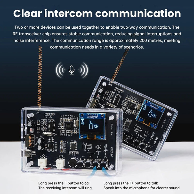 Electronics Kit FM Radio DIY Kit Smart Wireless Walkie - Talkie Radio Electronics Assembly and Soldering Practice DIY Kit - The Shack