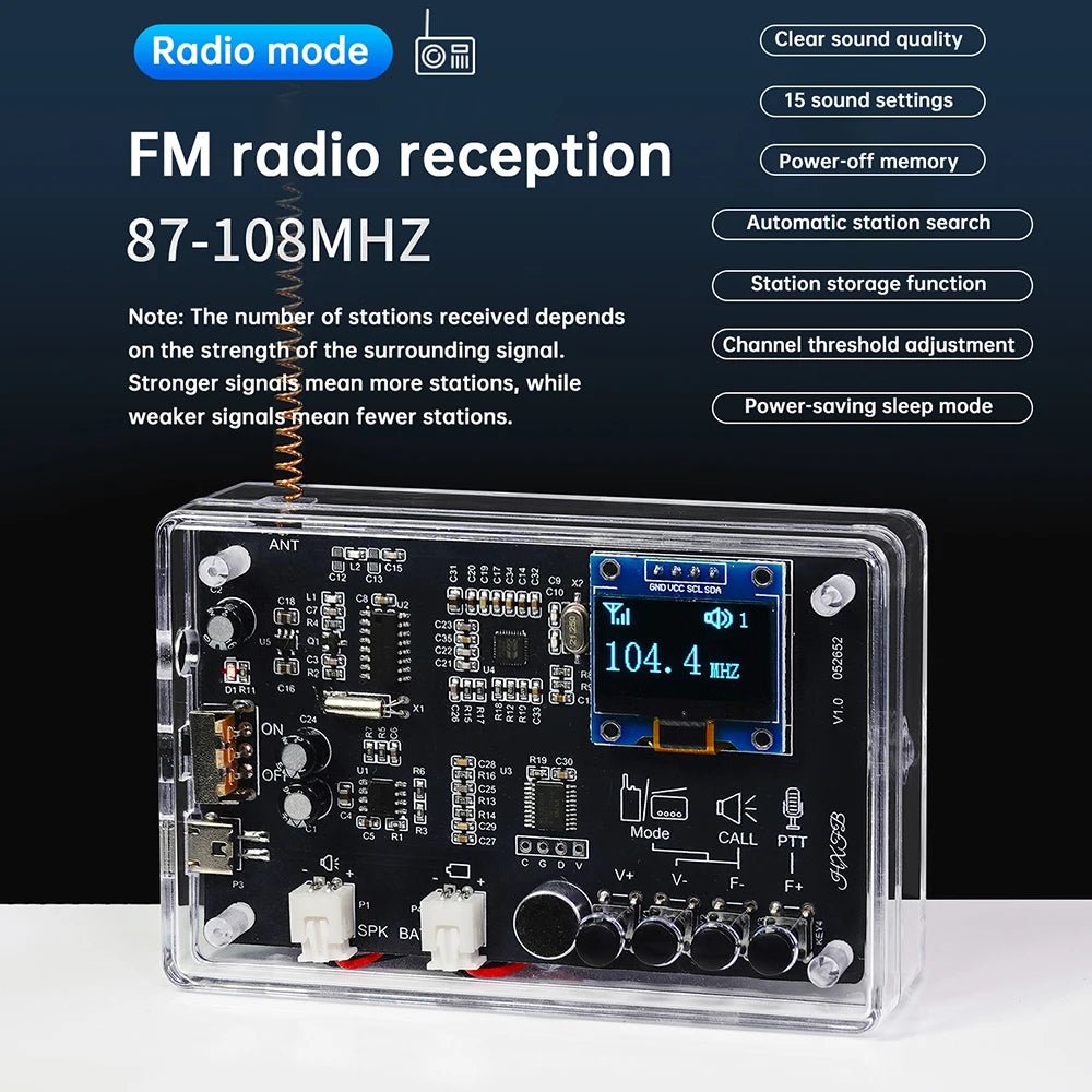 Electronics Kit FM Radio DIY Kit Smart Wireless Walkie - Talkie Radio Electronics Assembly and Soldering Practice DIY Kit - The Shack