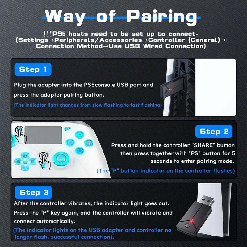 Gamepad For PS5 Console - P5 Wireless Controller, Dual Vibration Hall Effect, With Turbo Touchpad, Gaming Remote Accessories - The Shack