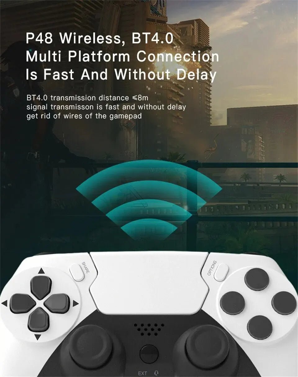 GAMINJA P48 Wireless Gamepad with Six Axis Gyroscope Game Controller For PS4 PS3 Console Wins 7 8 10 Dual Vibration PC Joystick - The Shack