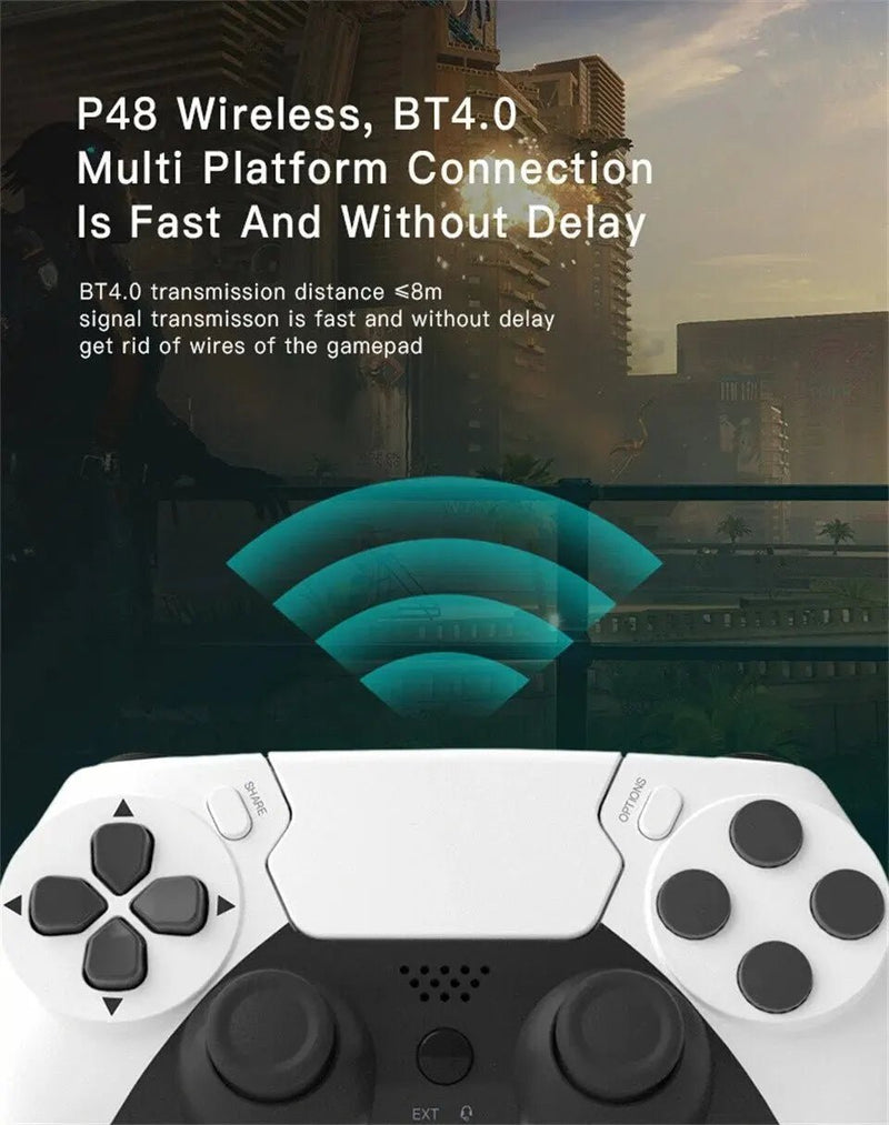 GAMINJA P48 Wireless Gamepad with Six Axis Gyroscope Game Controller For PS4 PS3 Console Wins 7 8 10 Dual Vibration PC Joystick - The Shack