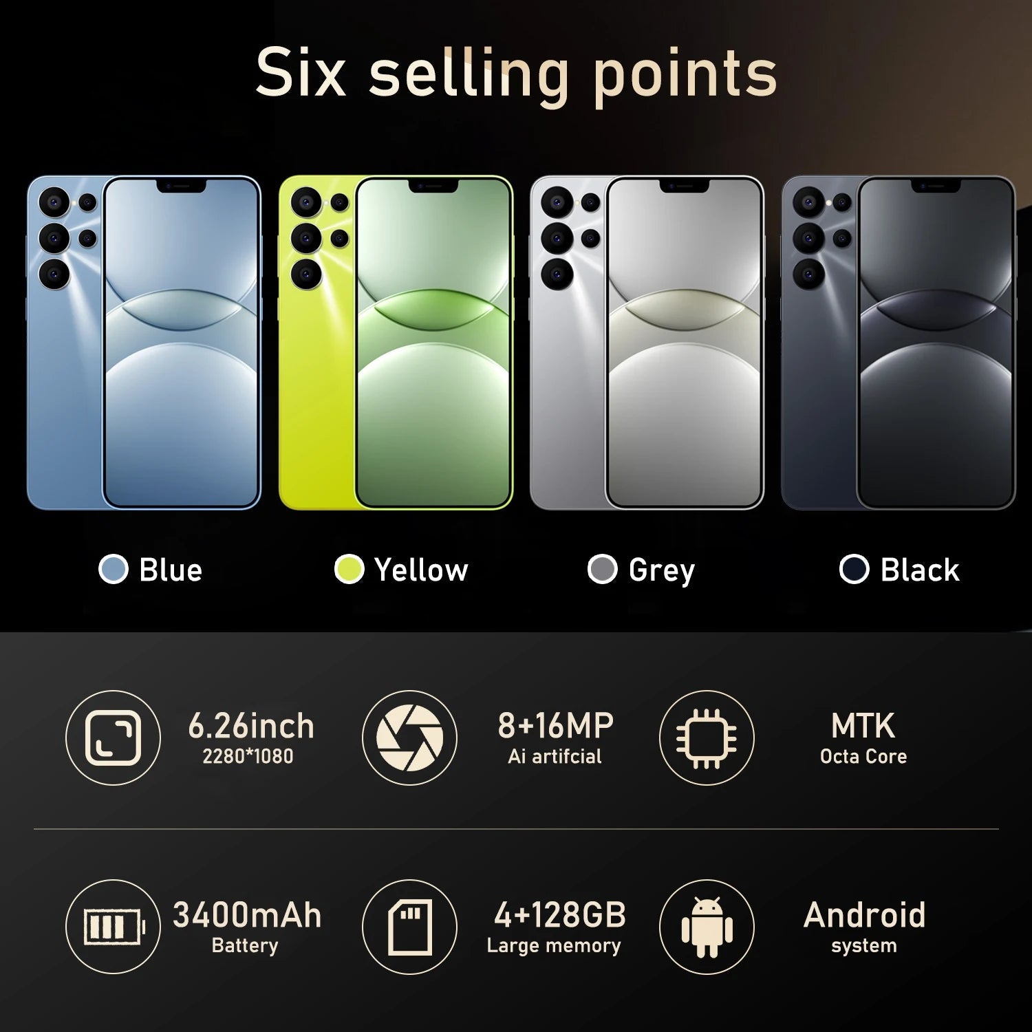 Global Version S24 Ultra Smartphone 3400mAh 4GB RAM 128G ROM 6.26 inch Phone Android 2280x1080HD 8+16MP 5G Network Mobile phones - The Shack