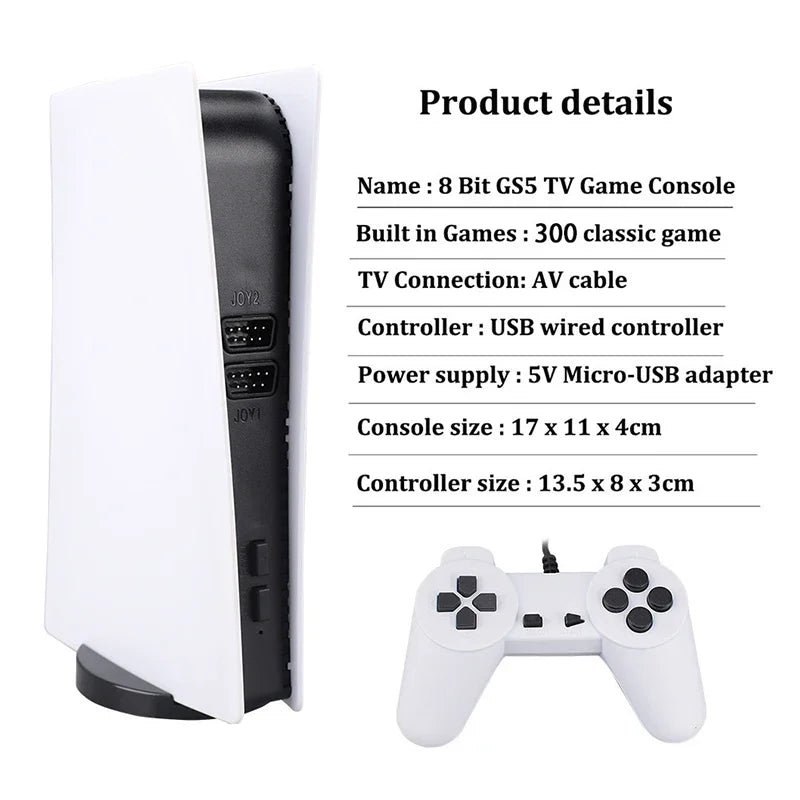 GS5 Pro Video Game Console com 620 Jogos Clássicos, 8 Bit TV, Handheld, USB, 2 Gaming Player com fio, Saída AV, ﻿ - The Shack