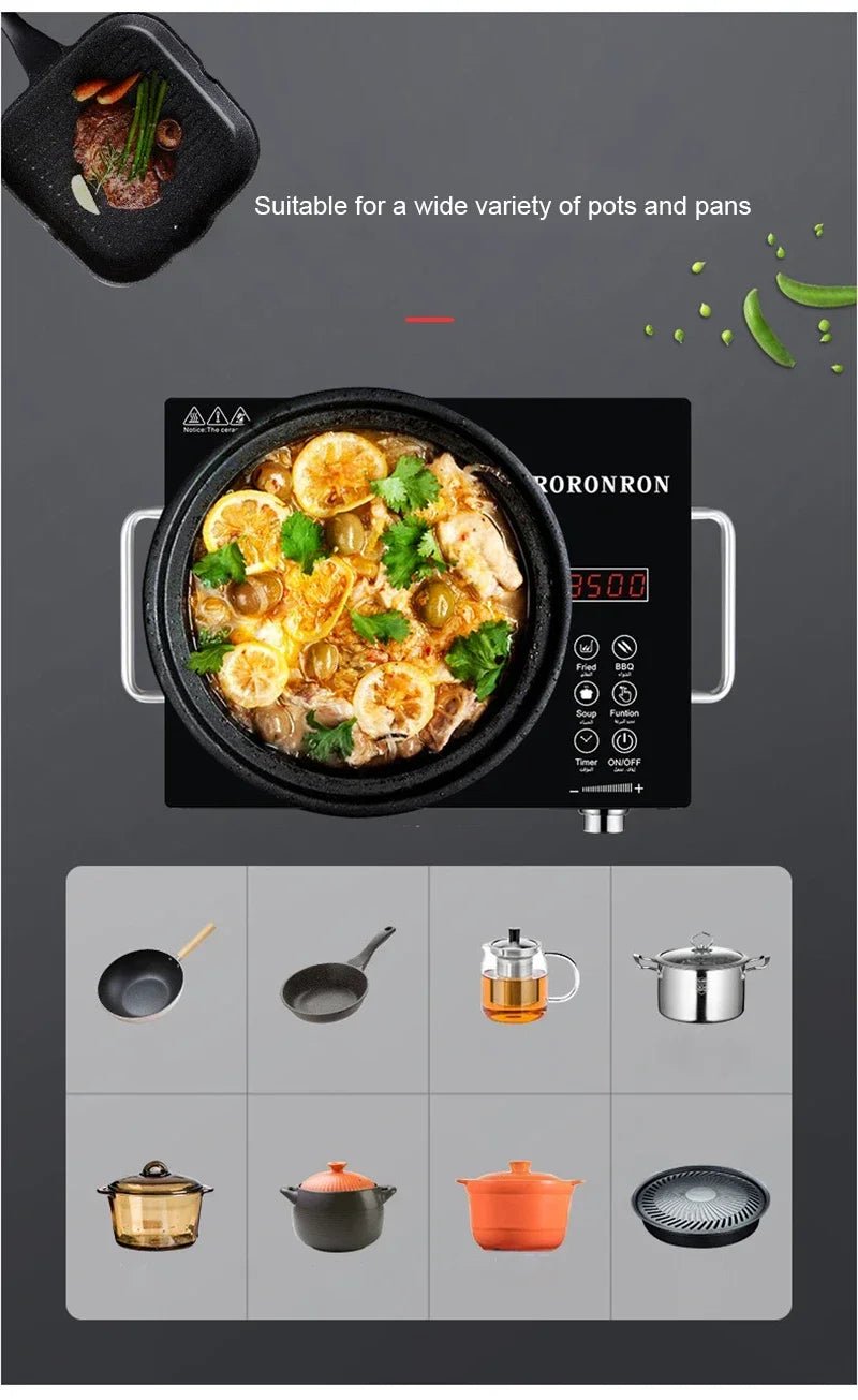Intelligent induction cooker electric ceramic cooker touch waterproof adjustable temperature electromagnetic light wave cooker - The Shack