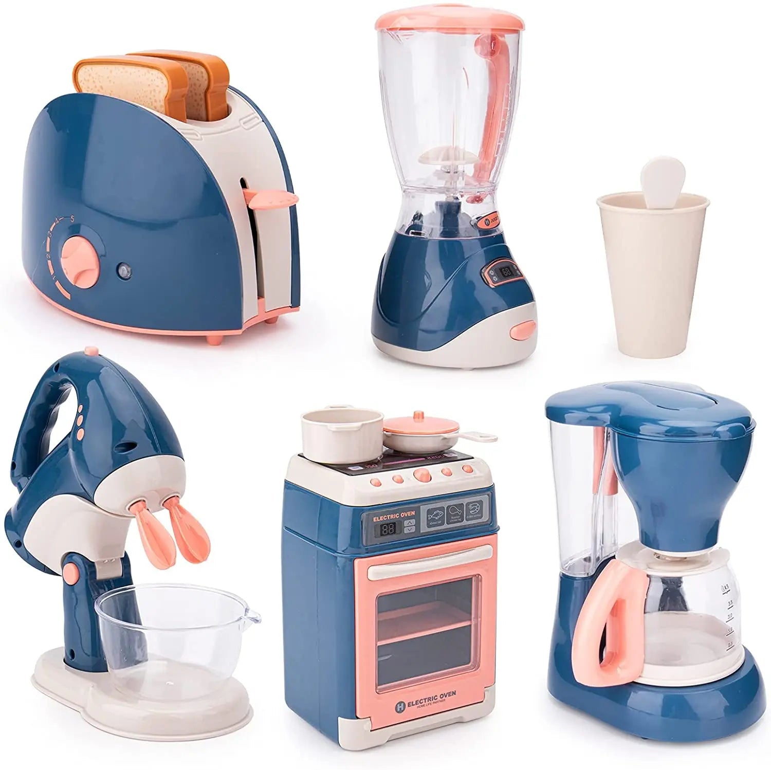 Interactive Electric Kitchen Playset Kids Children Mini Simulation Household Appliances Light Toy Gift Pretend Cooking Role Play - The Shack
