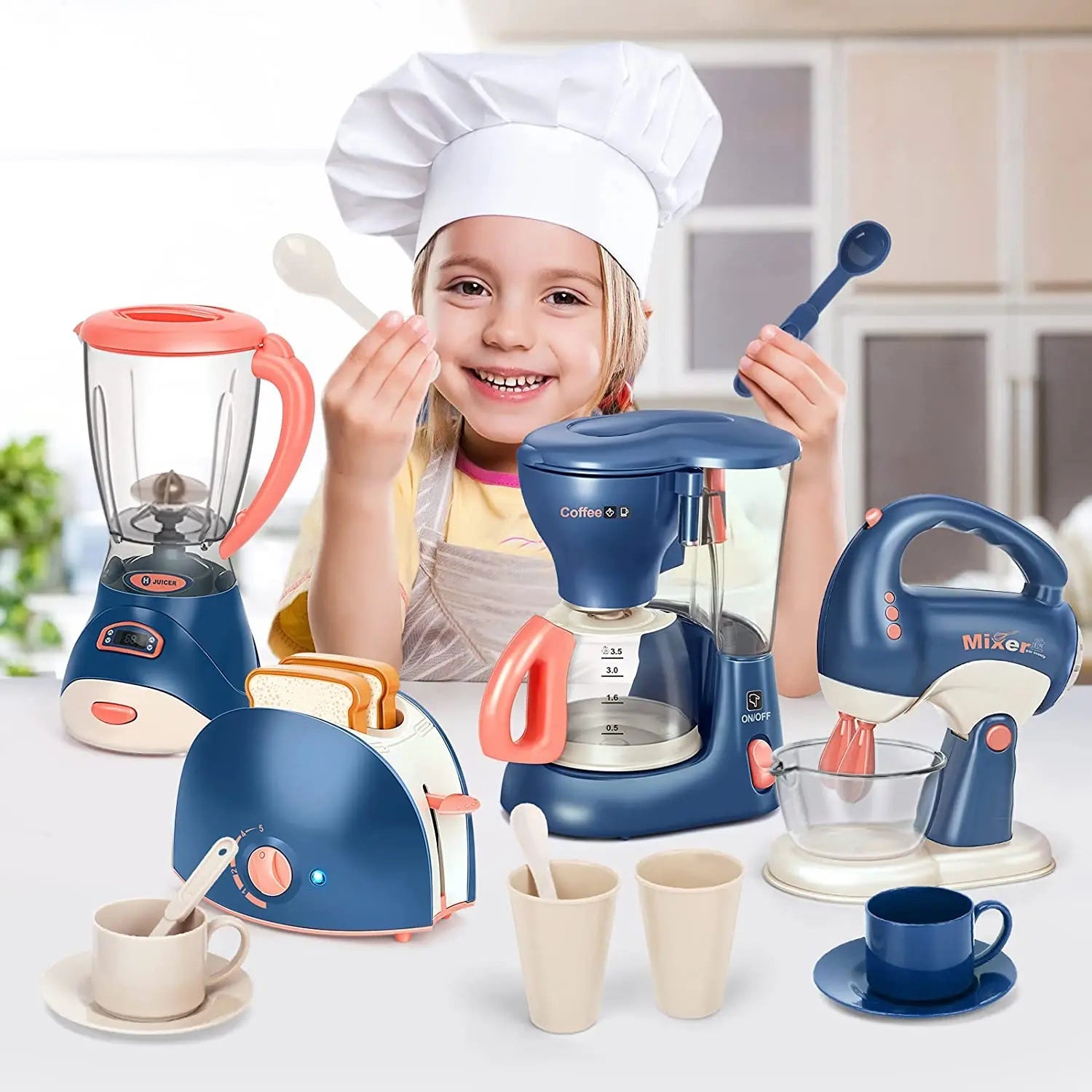 Interactive Electric Kitchen Playset Kids Children Mini Simulation Household Appliances Light Toy Gift Pretend Cooking Role Play - The Shack