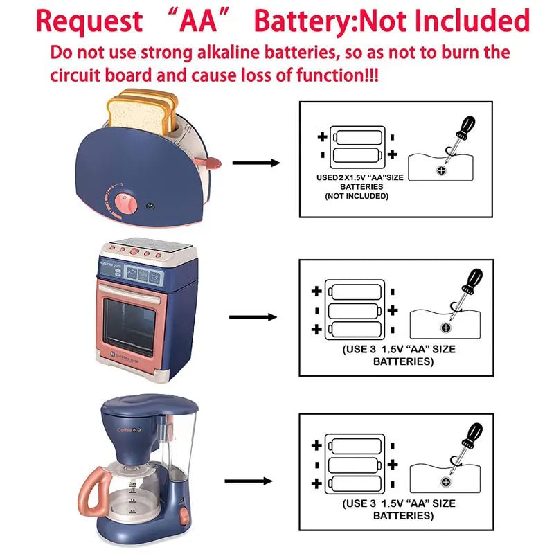 Interactive Electric Kitchen Playset Kids Children Mini Simulation Household Appliances Light Toy Gift Pretend Cooking Role Play - The Shack