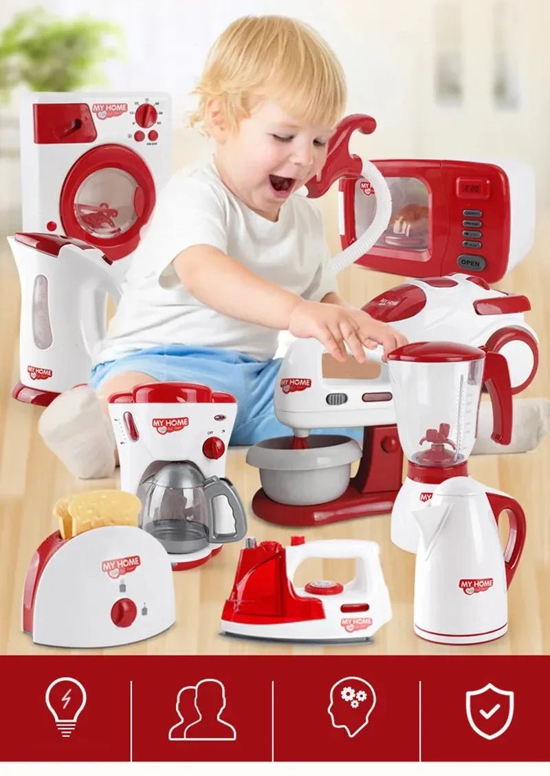 Kitchen Appliances Toys Toy Kitchen Set for Kids Play Kitchen Doll House Accessories Blender Coffee Maker Machine Mixer Toaster - The Shack