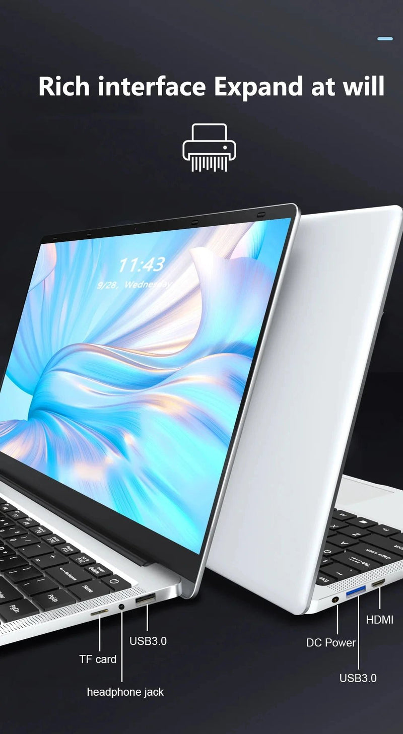 laptop 14.1 Inch Windows 11 Intel Atom A3950 Netbook 1920*1080 Portable Notebook Intel 12GB RAM 1TB 2TB SSD Computer laptops - The Shack