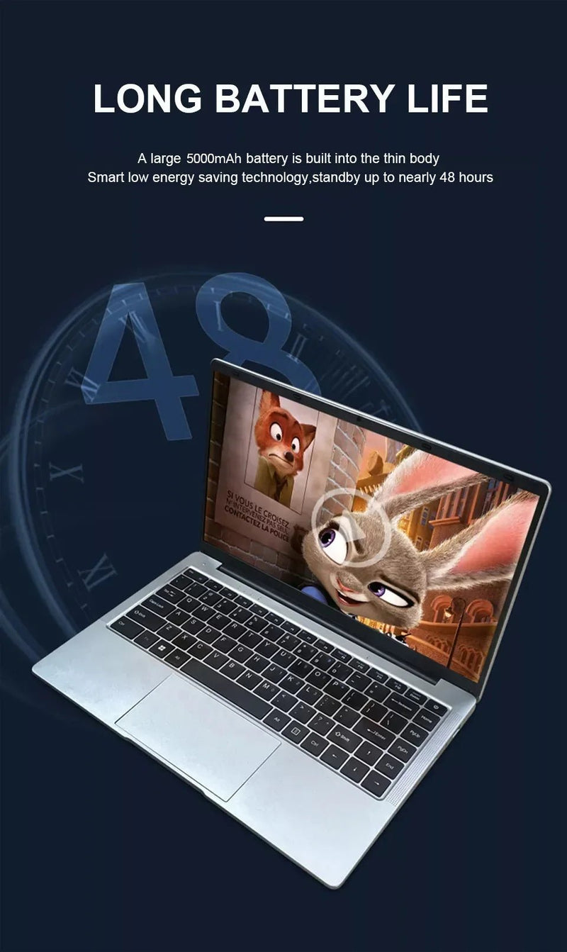 laptop 14.1 Inch Windows 11 Intel Atom A3950 Netbook 1920*1080 Portable Notebook Intel 12GB RAM 1TB 2TB SSD Computer laptops - The Shack