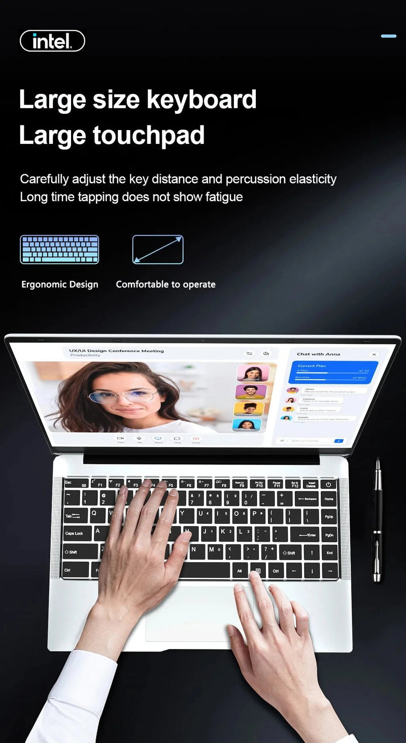 laptop 14.1 Inch Windows 11 Intel Atom A3950 Netbook 1920*1080 Portable Notebook Intel 12GB RAM 1TB 2TB SSD Computer laptops - The Shack
