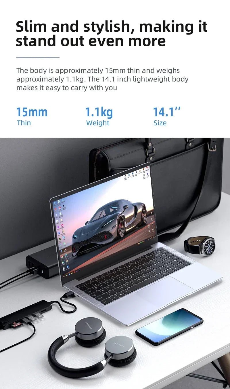 Laptop Computer 14.1" 12GB RAM 1TB 2TB SSD Windows 11 Notebook Office Learn Recreation Entertainment Portable Laptops - The Shack