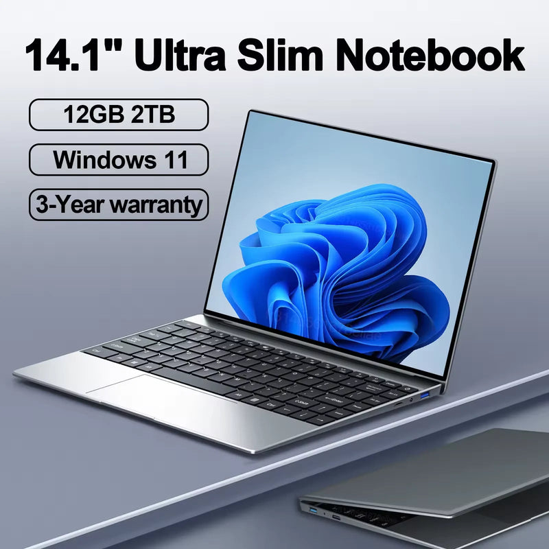 Laptop Computer 14.1" 12GB RAM 1TB 2TB SSD Windows 11 Notebook Office Learn Recreation Entertainment Portable Laptops - The Shack