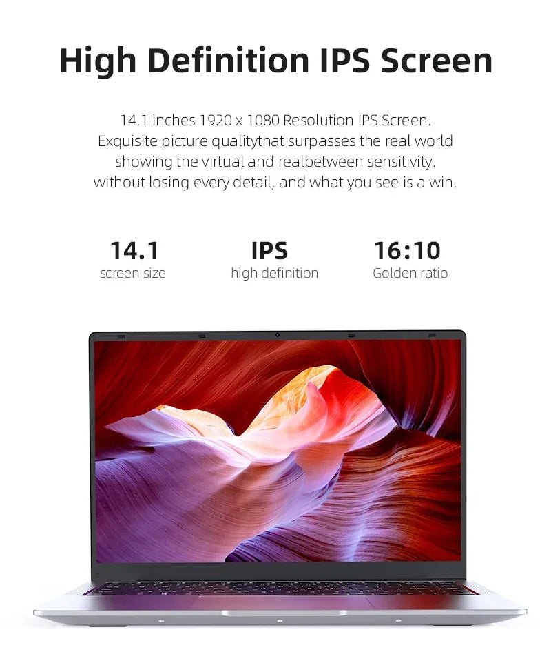 Laptop Computer 14.1" 12GB RAM 1TB 2TB SSD Windows 11 Notebook Office Learn Recreation Entertainment Portable Laptops - The Shack