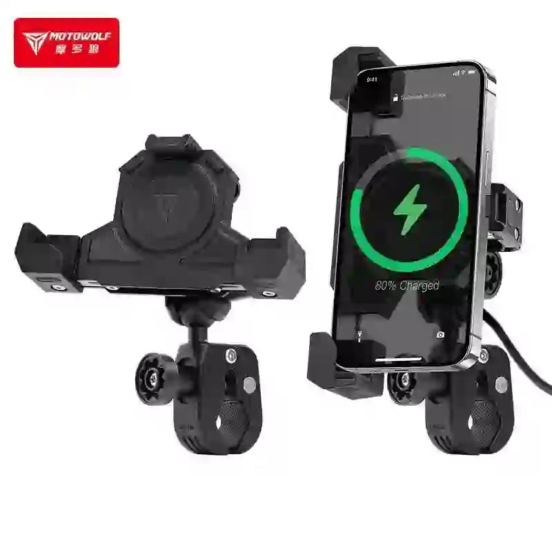 Motorcycle Shock Absorber Mobile Phone Holder Triangular Fixed Horizontal Model Wireless Charging Handle Model - The Shack