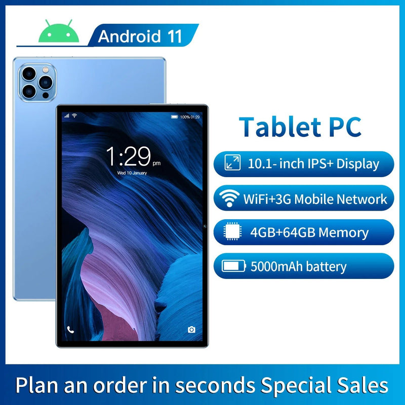New 10.1 Inch Android Tablet Pc Google Play Octa Core Dual Cameras Dual SIM 3G Phone Call Tablets Global Version 4GB RAM 64GB - The Shack