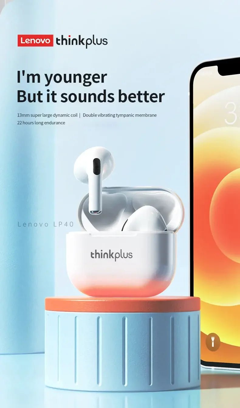 New LP40 NEW Bluetooth V5.0 Earphones Anti - sweat Lightweight Headphones Compatible With Smart Phone Laptop Computer Earbuds - The Shack