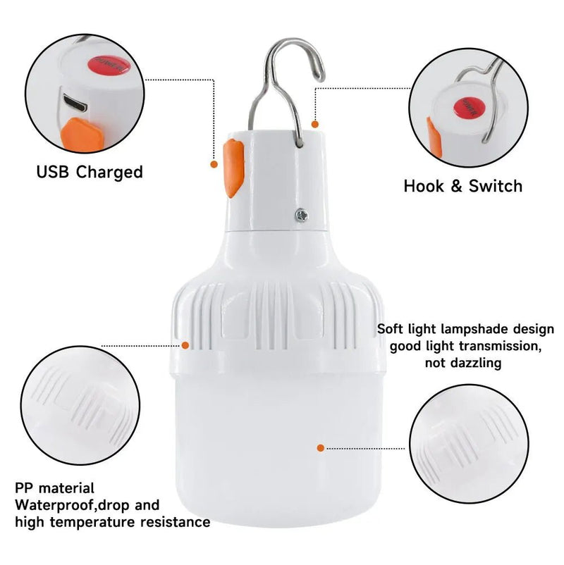Outdoor USB Rechargeable LED Lamp Bulbs High Brightness Emergency Light Hook Up Camping Fishing Portable Lantern Night Lights - The Shack