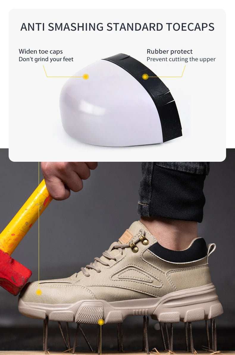 Safety Shoes Men Steel Toe Work Shoes Anti - smash Anti - puncture Indestructible Shoes Protective Boots Tactical Boots - The Shack