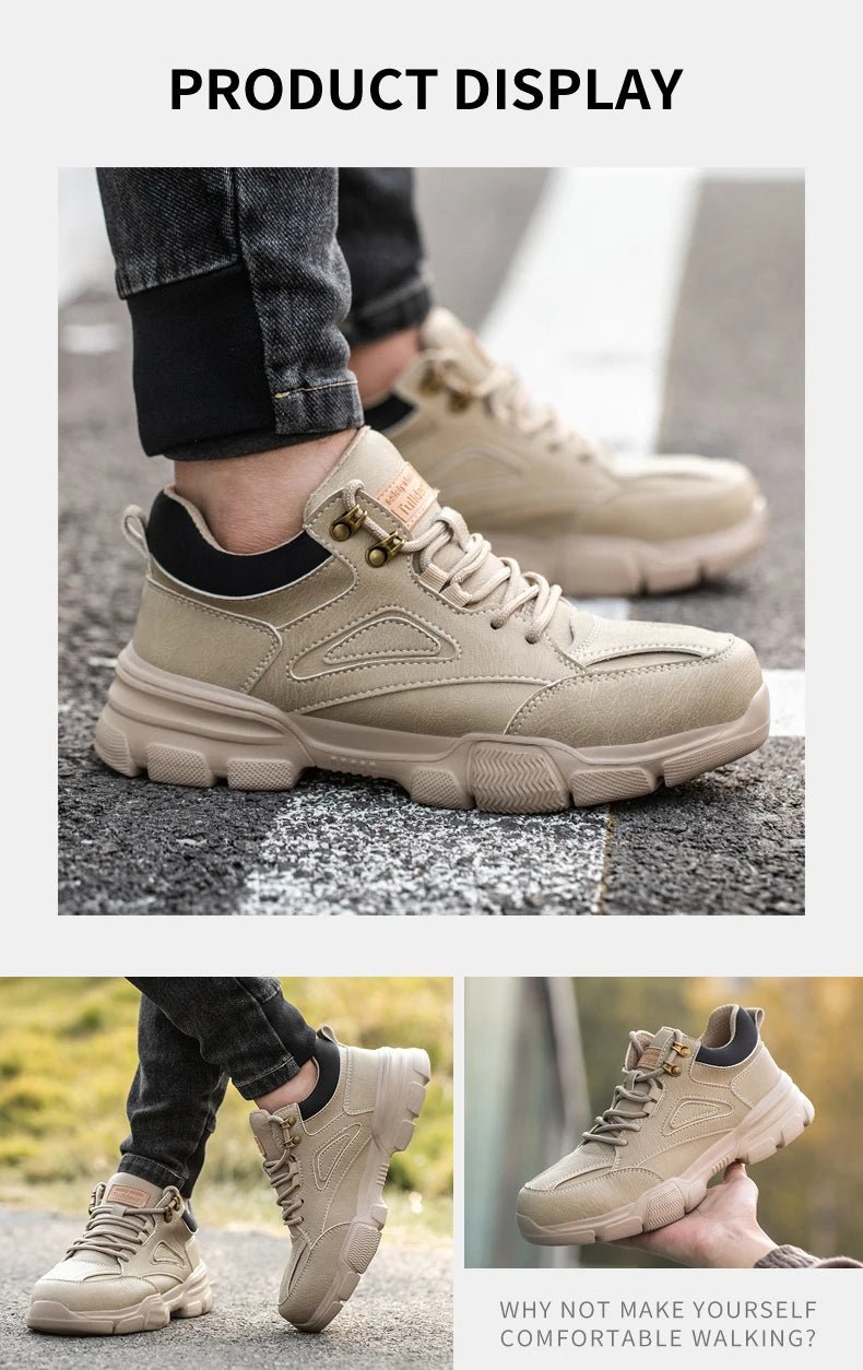 Safety Shoes Men Steel Toe Work Shoes Anti - smash Anti - puncture Indestructible Shoes Protective Boots Tactical Boots - The Shack