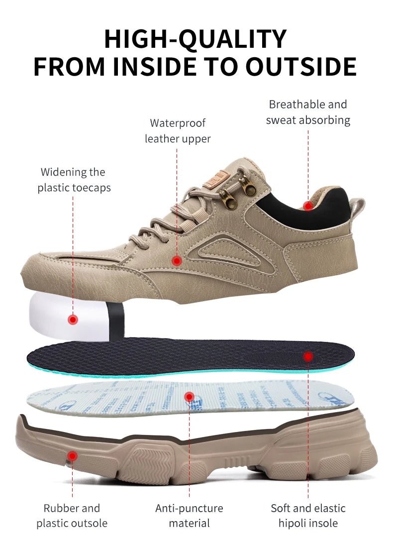 Safety Shoes Men Steel Toe Work Shoes Anti - smash Anti - puncture Indestructible Shoes Protective Boots Tactical Boots - The Shack