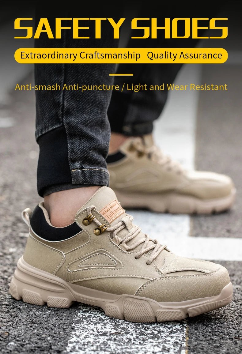 Safety Shoes Men Steel Toe Work Shoes Anti - smash Anti - puncture Indestructible Shoes Protective Boots Tactical Boots - The Shack