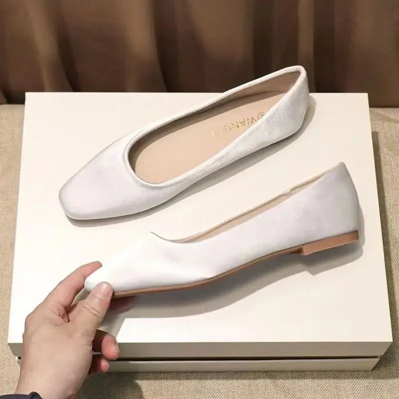 Shoes For Women Low Heel Elegant Office Slip - onSquare Toe Woman Flats 2025 Summer Chic Novelties Offer High Quality Fashion - The Shack