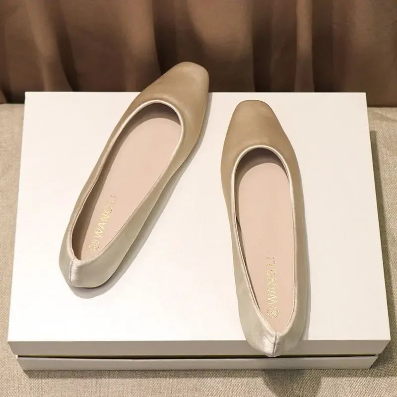 Shoes For Women Low Heel Elegant Office Slip - onSquare Toe Woman Flats 2025 Summer Chic Novelties Offer High Quality Fashion - The Shack