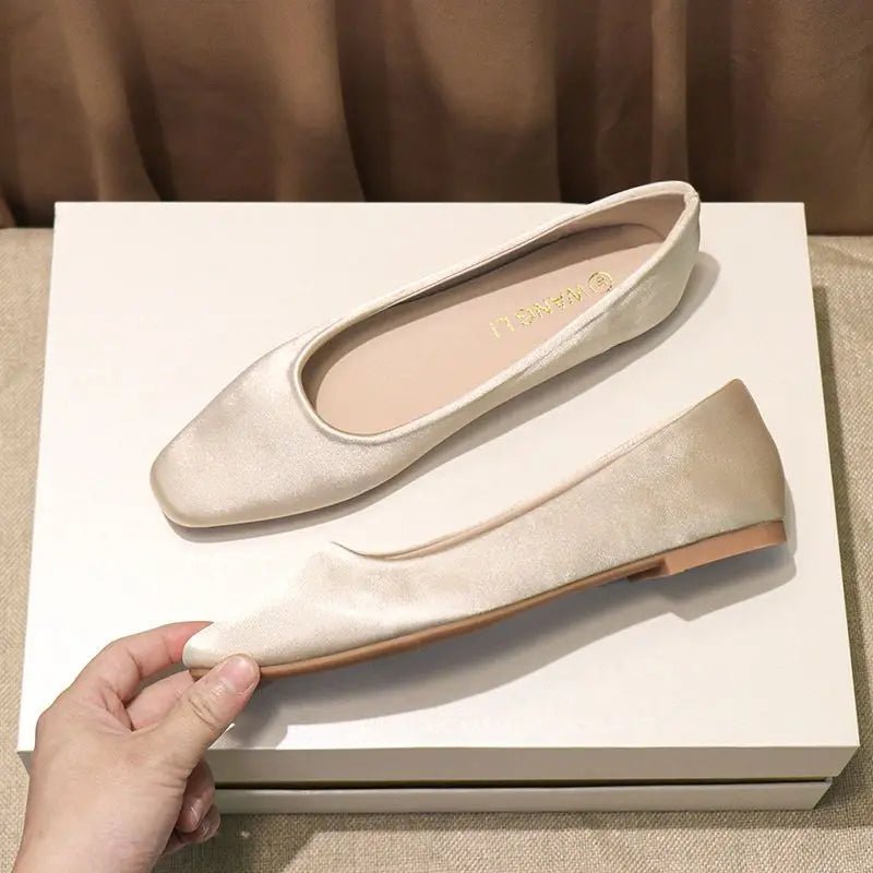 Shoes For Women Low Heel Elegant Office Slip - onSquare Toe Woman Flats 2025 Summer Chic Novelties Offer High Quality Fashion - The Shack