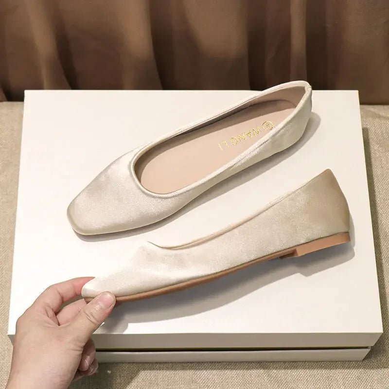 Shoes For Women Low Heel Elegant Office Slip - onSquare Toe Woman Flats 2025 Summer Chic Novelties Offer High Quality Fashion - The Shack