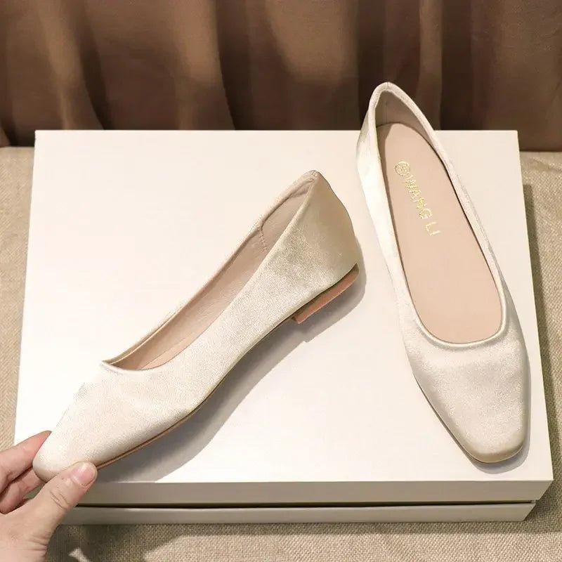 Shoes For Women Low Heel Elegant Office Slip - onSquare Toe Woman Flats 2025 Summer Chic Novelties Offer High Quality Fashion - The Shack