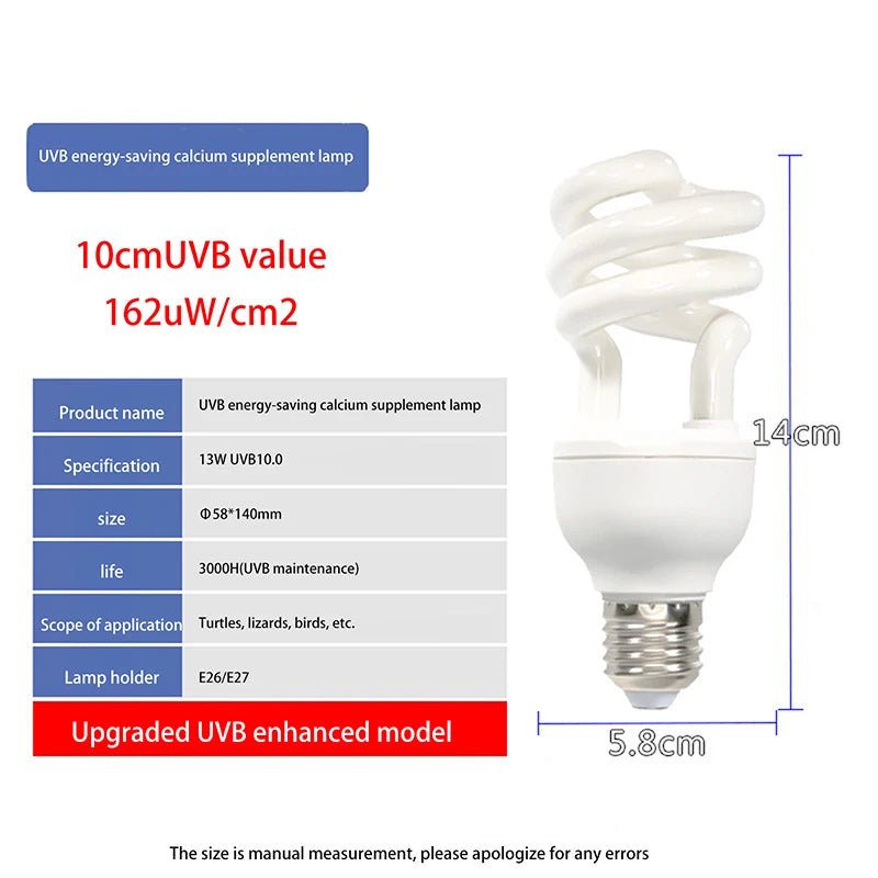 〔★★★〕UVB 5.0/10.0 13/26W Basking Light Bulb Natural Nightlight Heating Bulb For Reptiles And Amphibian - The Shack