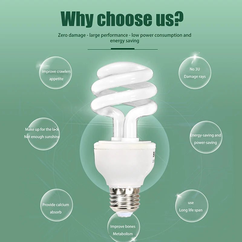 〔★★★〕UVB 5.0/10.0 13/26W Basking Light Bulb Natural Nightlight Heating Bulb For Reptiles And Amphibian - The Shack