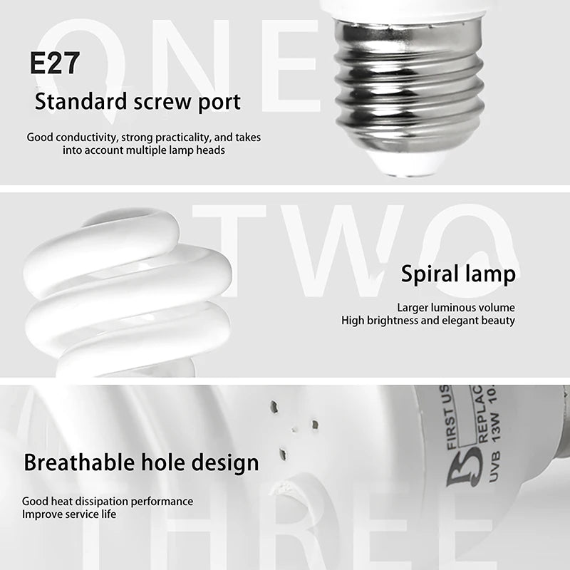 〔★★★〕UVB 5.0/10.0 13/26W Basking Light Bulb Natural Nightlight Heating Bulb For Reptiles And Amphibian - The Shack